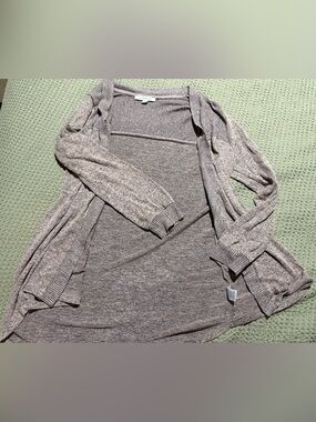 Lightweight Open-Front Taupe Cardigan Sweater
